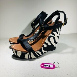 RALPH LAUREN women’s 6BWedge zebra Heels DISHA NEW strap platform Shoes Sexy